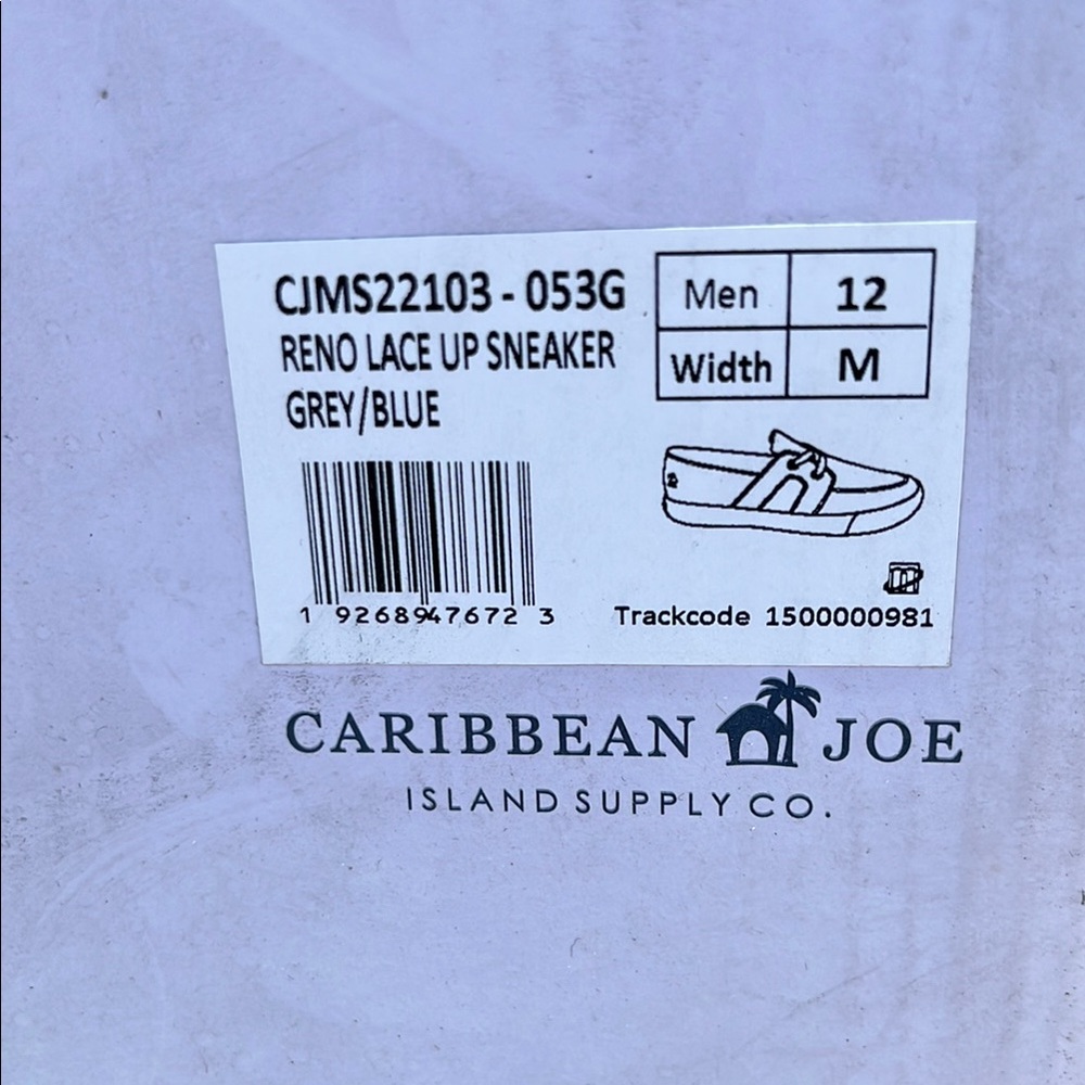 Caribbean Joe Reno Lace Up Gray and Blue Sneakers Size 12 Medium NEW - Picture 3 of 4